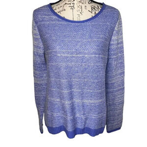 Gap Blue White Wool Blend  Stripe Long Sleeve Ribbed Hem Knit Sweater Women Med